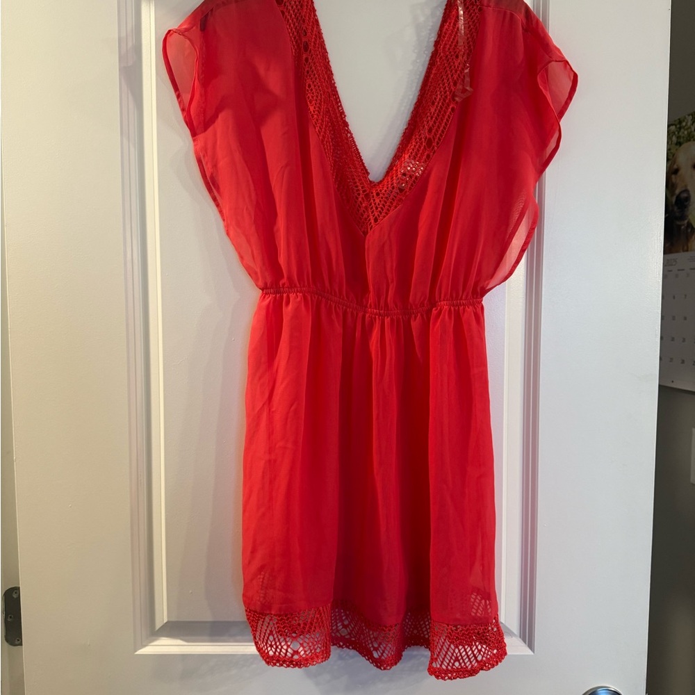 Peach V-Neck Swim Coverup